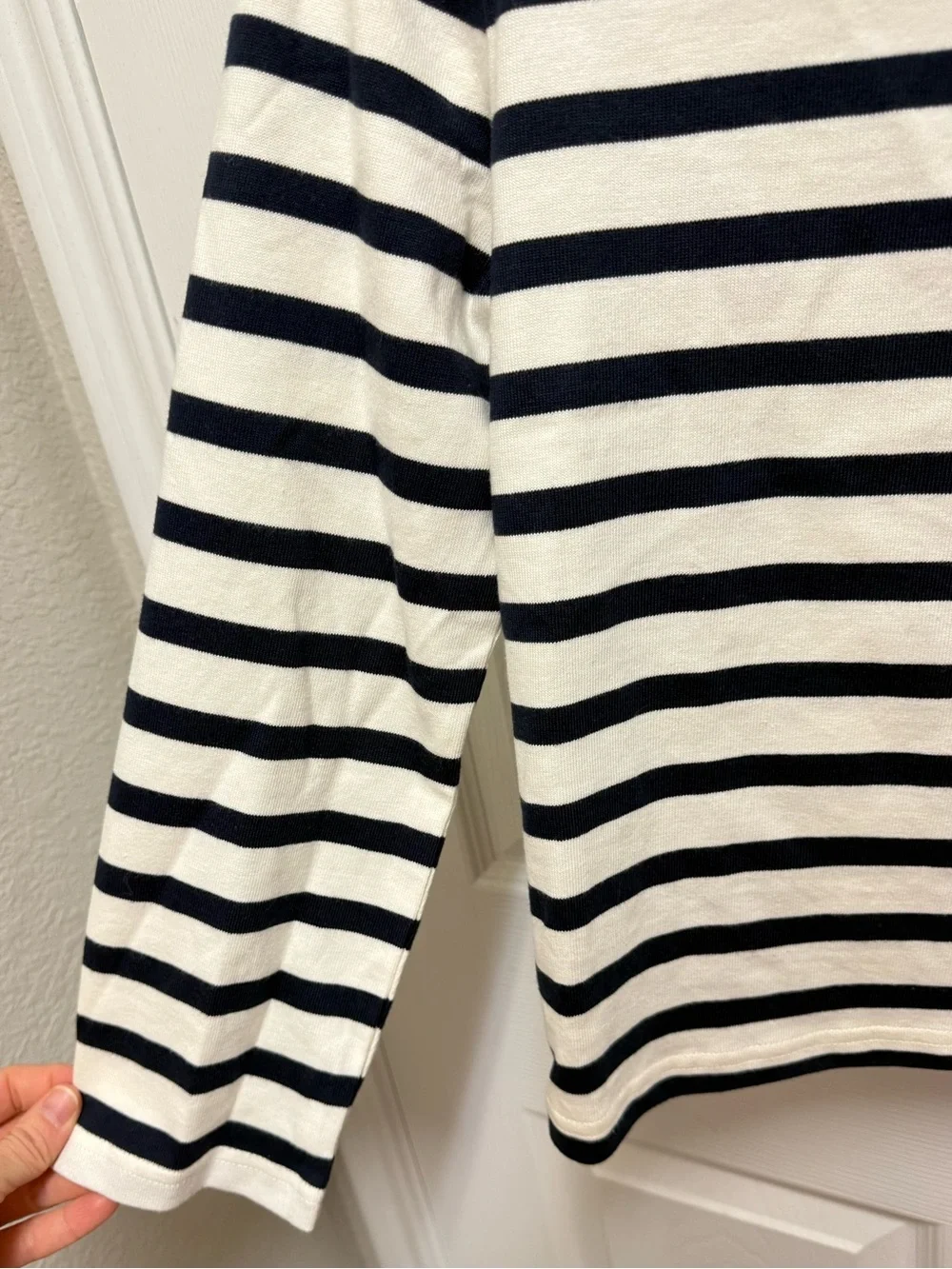 NWT J. Crew Classic Navy & Cream Striped Boatneck Top